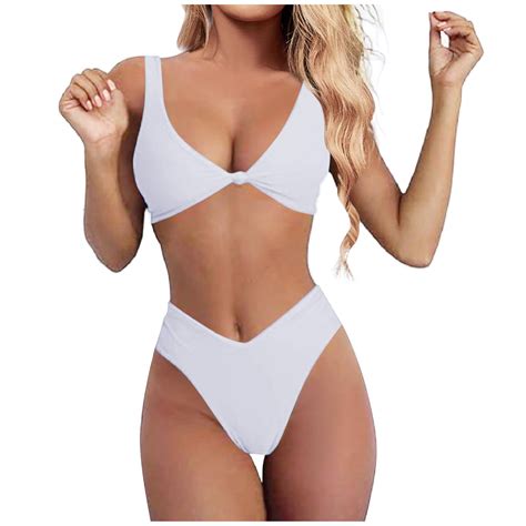 Sngxgn Swimsuits For Women Tummy Control Piece High Waisted Bikini Set Tie Knot Cut Out