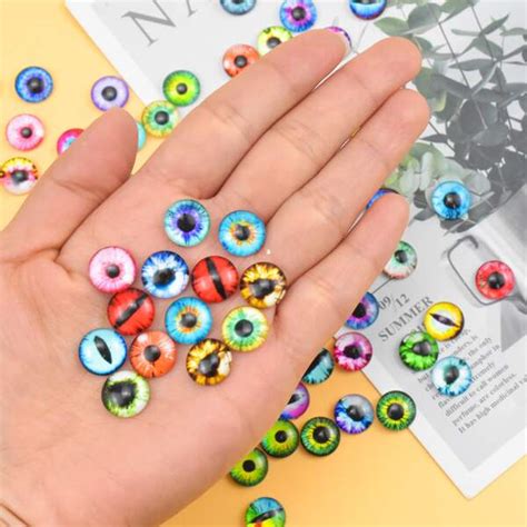 Pack Of 100 Glass Dolls Eye 12 Mm Colourful Glass Eyes Round Cabochons