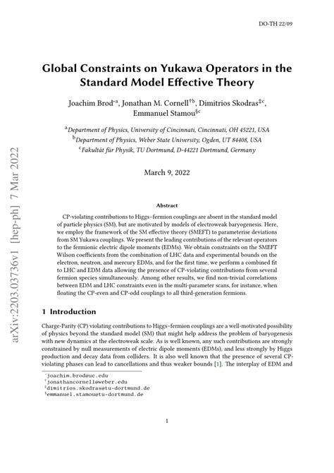 PDF Global Constraints On Yukawa Operators In The Standard Model