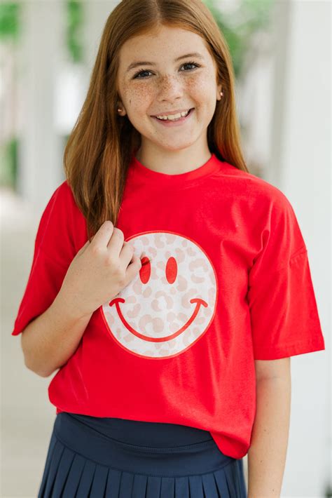 Girls Wildly Happy Red Graphic Tee Shop The Mint