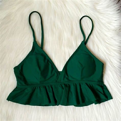 Swim Green And Floral Ruffle Top Highwaist Bikini Set Poshmark