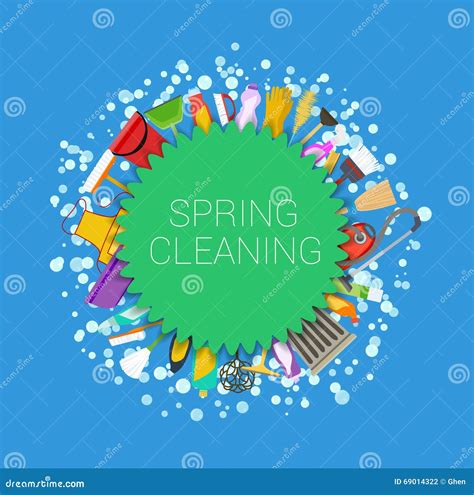 Spring Cleaning Vertical Border Background Vector Illustration