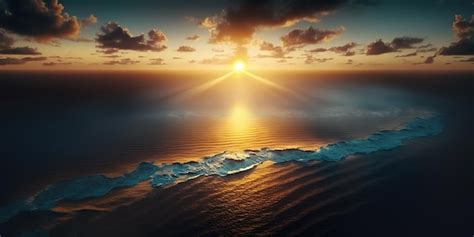 Premium Ai Image Aerial View Ocean At Sunrise
