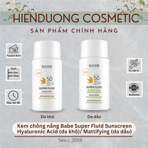 Hàng Công Ty Kem Chống Nắng BABE Super Fluid Mattifying Hyaluronic Acid SPF 50 50ml Shopee