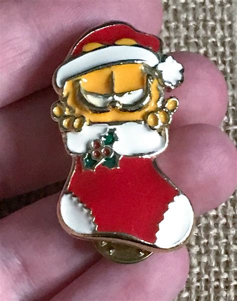 Rare Vintage Garfield The Cat In Christmas Stocking E Gem
