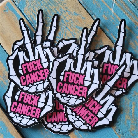 Fuck Cancer Skeleton Finger Sticker Breast Cancer Awareness Sticker Etsy