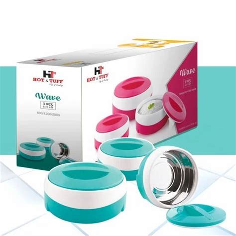 Round Inner Lock 3 COLORS Plastic Insulated Hot Pot Set Model Name Number HT301WS At Rs 450