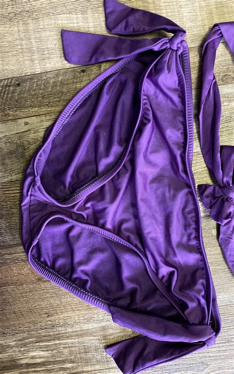 Small Swimsuit Halter Bikini Top Bottoms Side Tie Mas Gem