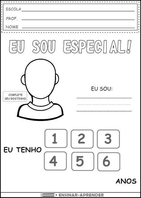 Atividades Quem Sou Eu Educação Infantil - Quem sou eu: Atividades de Identidade - SÓ ESCOLA | Educação infantil ...