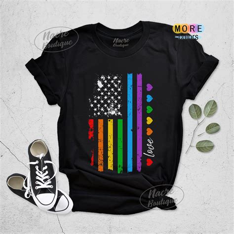 Gay Pride Shirt Rainbow American Flag Shirt LGBT Shirt Etsy