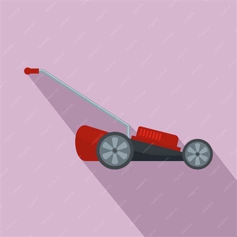 Icono De Cortador De Césped De Motor Rojo Ilustración Plana Del Icono