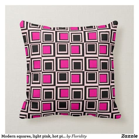 Modern Squares Light Pink Hot Pink And Black Throw Pillow Zazzle