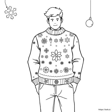 sweater coloring pages ugly christmas sweater draw 9