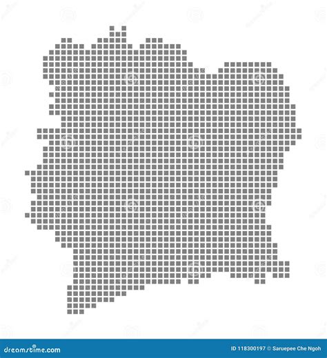 Pixel Map of Ivory Coast. Vector Dotted Map of Ivory Coast Isolated on