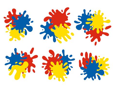 set  paint splash colorful shapes  ink flat splashes