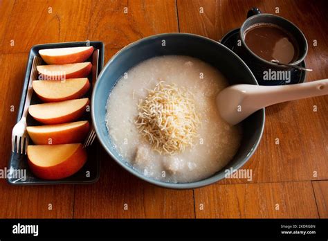 Breakfast Traditional Chinese Food Rice Porridge Congee With Herb