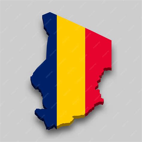premium vector  isometric map  chad  national flag