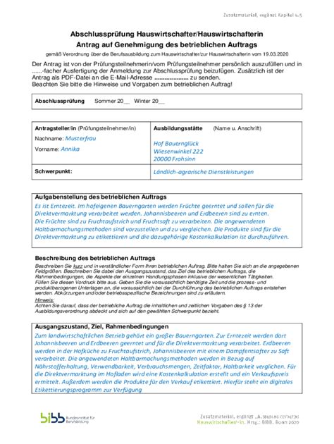 Ausfüllbar Online Antrag auf Genehmigung des betrieblichen Auftrags