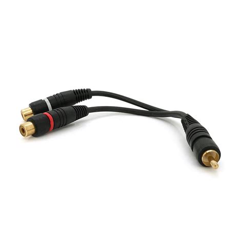 Кабель RCA (папа) = 2хRCA (мама), CU, круглый, Black, 0,2м, (Пакет ...