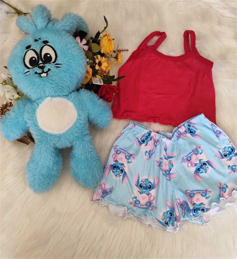 Pijama Bloguerinha Slim Infantil Stitch Xicara Imp Rio Lingerie