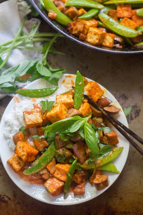 Tofu & Eggplant Red Curry Stir-Fry - Vegan Bits