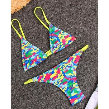 Emmiol Free Shipping Camouflage Neon Triangle Bikini Mixcolor S In Bikini Sets Online Store