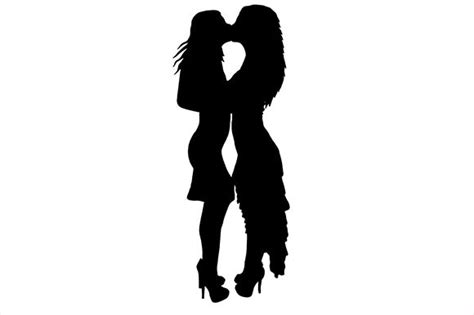 Lesbian Couple Kissing Silhouette Graphic By IndigoCreations Creative Fabrica