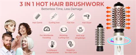 Hair Dryer Brush In Rotating Round Hot Air Spin Brush Set With Brushes
