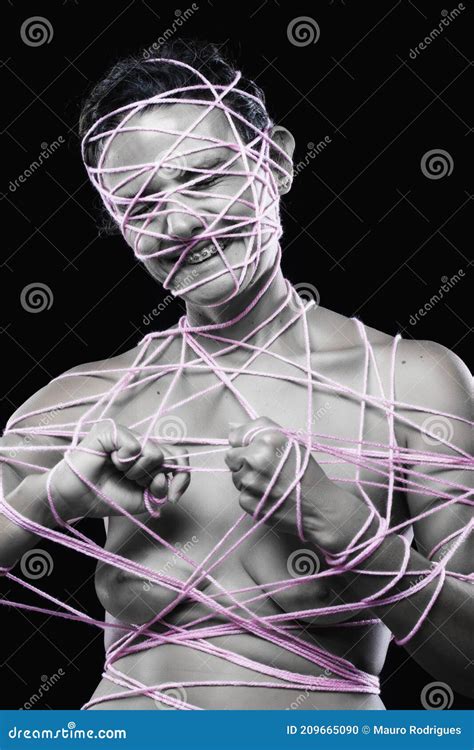 Beautiful Nude Woman Tangled In Pink String Stock Photo Image Of Naked Female