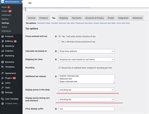 Display prices Excluding tax for B2B users and Including tax for B2C