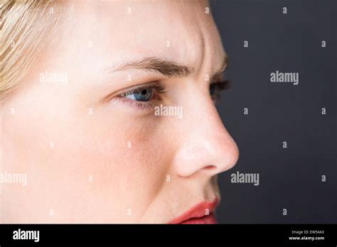 Nervous Blonde Woman Stock Photo Alamy
