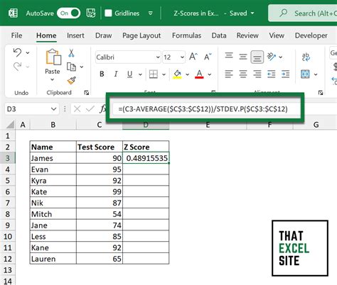 How To Calculate A Z Score In Excel That Excel Site