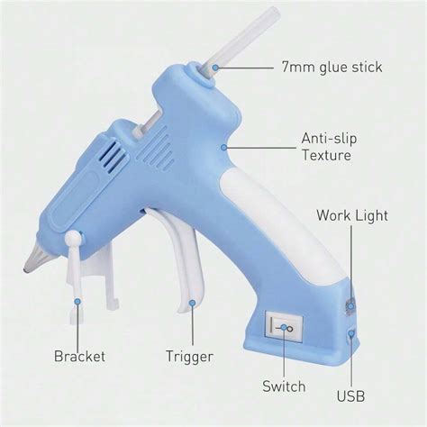Cordless Glue Gun Rechargeable Hot Glue Gun With 2000mAh Battery 7mm 15 Glue Sticks Perfect