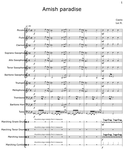 Amish Paradise Sheet Music For Piccolo Flute Clarinet Soprano