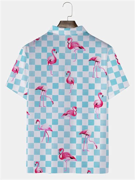 Royaura Beach Vacation Flamingo Men S Hawaiian Polo Shirts Stretch