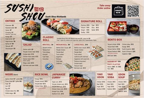 menu  sushi shou richlands restaurant richlands queensland
