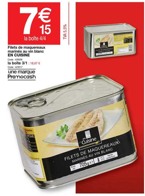 Promo Filets De Maquereaux Marin S Au Vin Blanc En Cuisine Chez