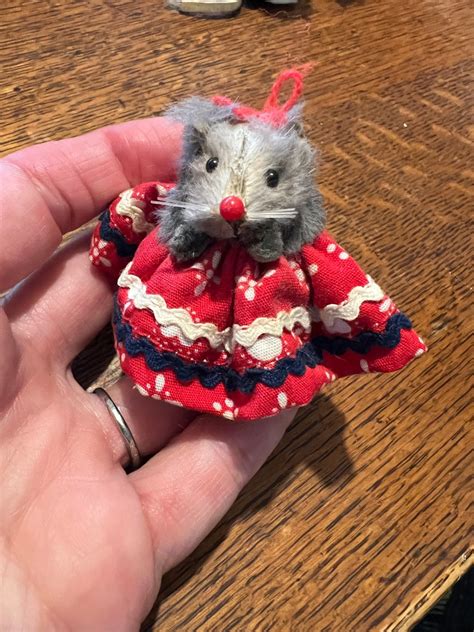 Vintage Original Fur Toy Red White Blue Girl Mouse West Etsy