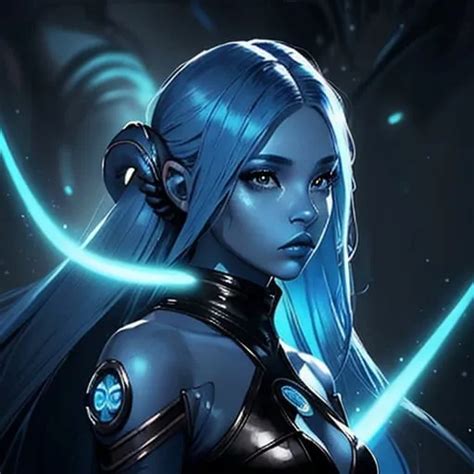 A Beautiful Young Woman Stunning Alien Blue Skin