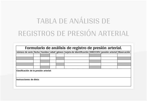 Plantilla De Excel De Presi N Arterial