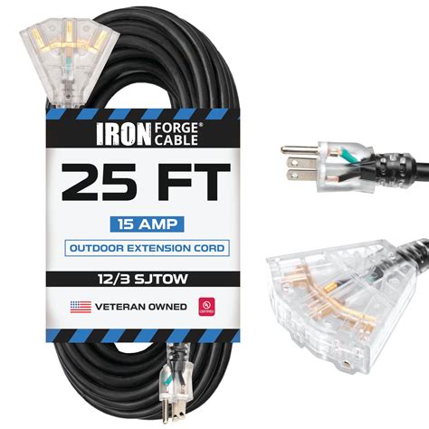 Iron Forge Cable 12 Gauge Extension Cord with Multiple Outlets - Black