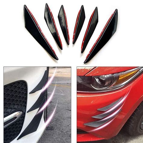 Carbon Fibre Pcs Front Bumper Lip Spoiler Splitter Canard Valance For