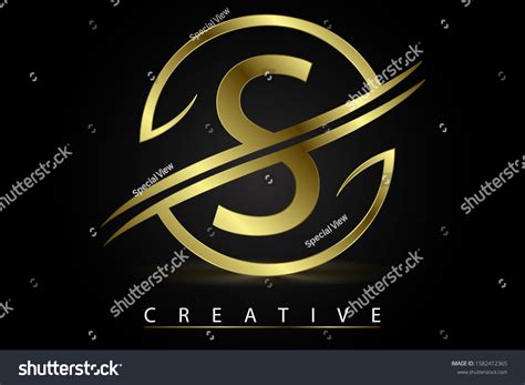 S Golden Letter Logo Design Vector Stock Vector Royalty Free
