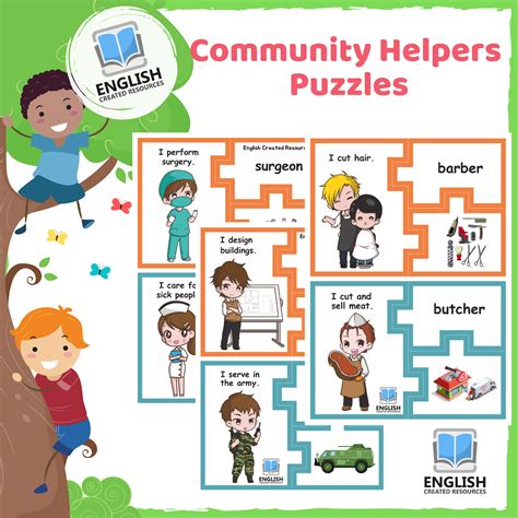 Community Helpers Puzzles English Created Resources