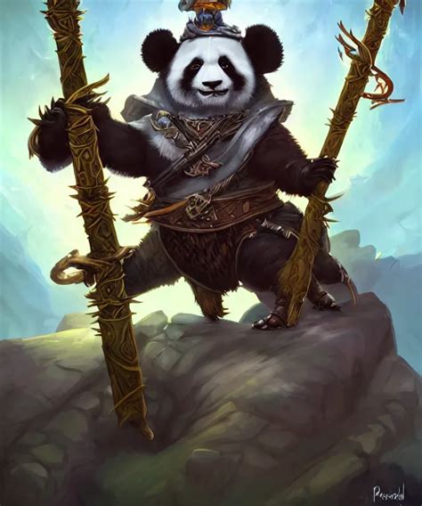 KREA A Portrait An Anthropomorphic Panda Warlock Holding A Staff