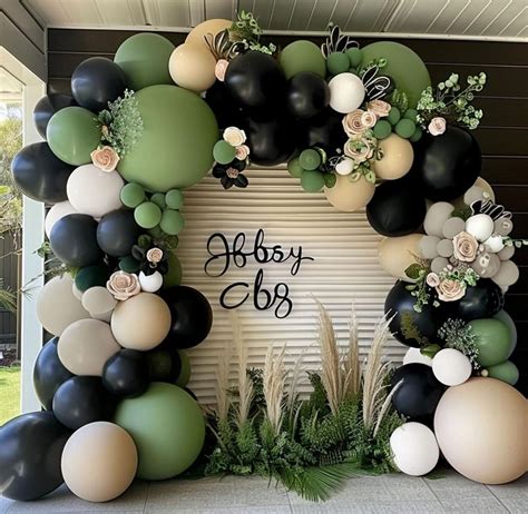 Amazon Black Sage Green Nude Balloon Garland Double Stuffed Olive Green Sand White Balloon