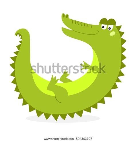 Cute Cartoon Crocodile Character Green Zoo เวกเตอร์สต็อก ปลอดค่า