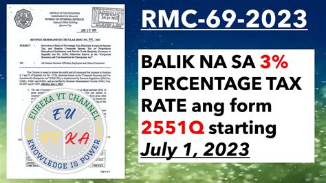 Bir Update Filing Bir Form 2551q Under Percentage Tax Rate Of 3