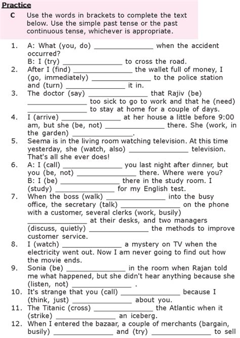 English Grammar Tenses Worksheets For Class 4