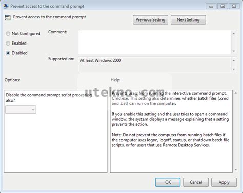 Mengatasi "The command prompt has been disabled by your administrator ...